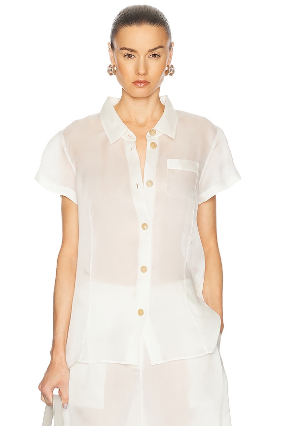 トップス Miu Miu frill tops Miu Miu Long Sleeve Top in Azzurro | FWRD