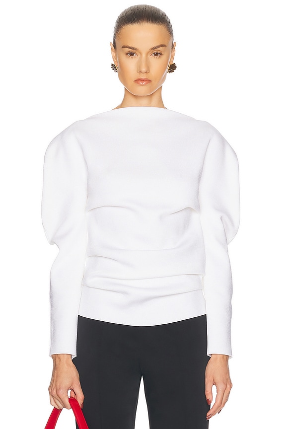 【KHAITE】WHITE puff shirring sleeve SHIRT KHAITE Quico Top in White | FWRD