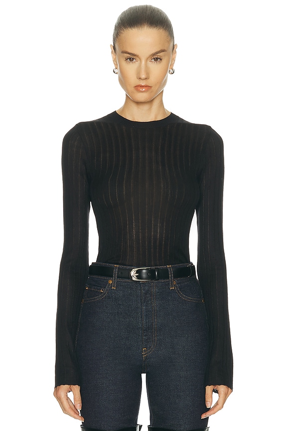 Saint Laurent Long Sleeve Top in Bordeaux | FWRD