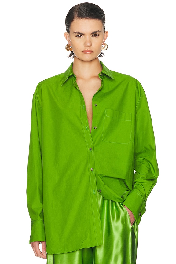 Chloe ケープ　デザイン　シルクオーガンジー  トップス Chloe Cape Top in Desert Green | FWRD