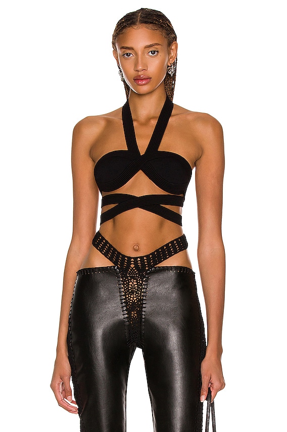Dion Lee Leather Crochet Pant in Black | FWRD