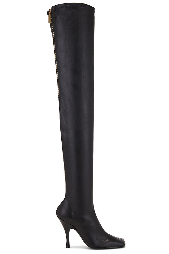VETEMENTS Denim Thigh High Platform Boots in Blue | FWRD