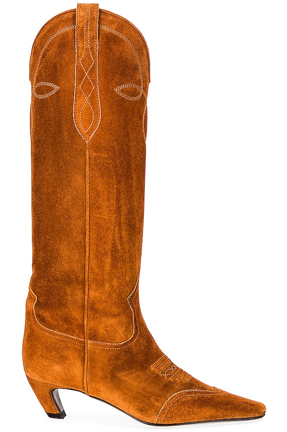 Saint Laurent Kate Boots in New Papaya | FWRD