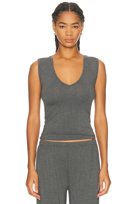 Alexander Wang V-Neck Tank Top in Faded Black | FWRD