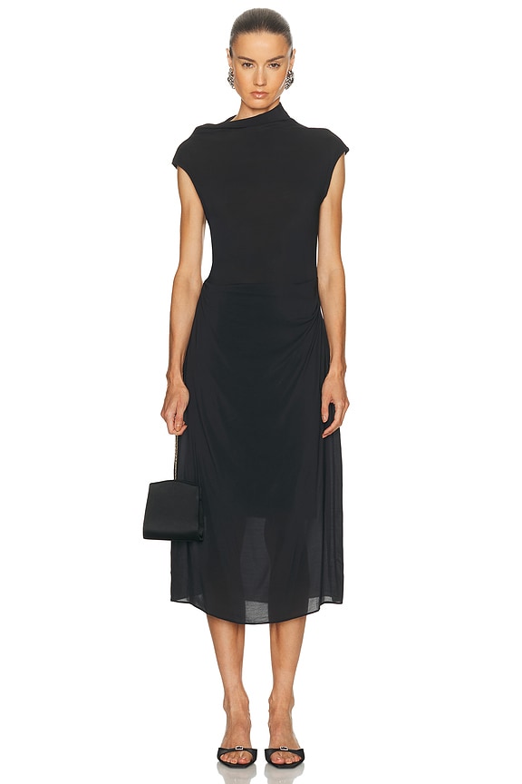 knee length dresses for ladies BERLIN White Women's Mock Neck Midi Dress – Steve Madden main image 0