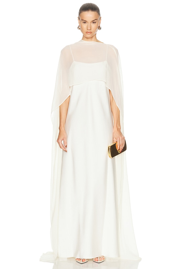 MACH & MACH Lotus Blossom Silk Maxi Dress in White | FWRD