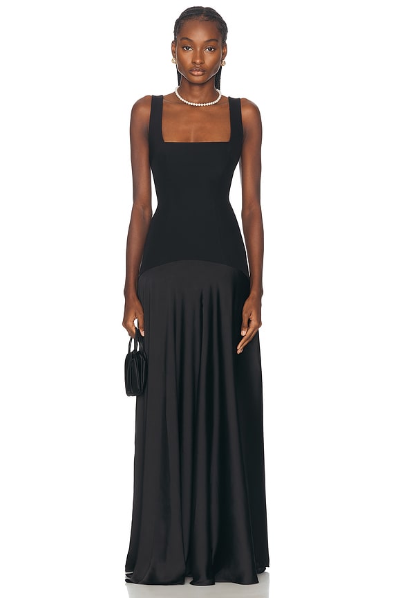 LPA Giulia Maxi Dress in Black And Cream | FWRD