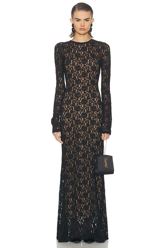 Ganni Satin Maxi Dress in Flan