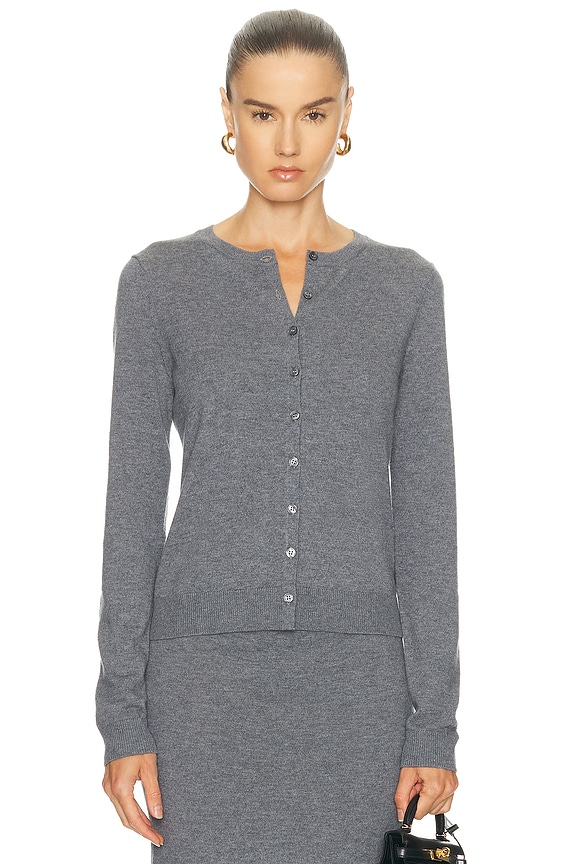 LESET Emma Rib Cardigan in Grey Melange | FWRD