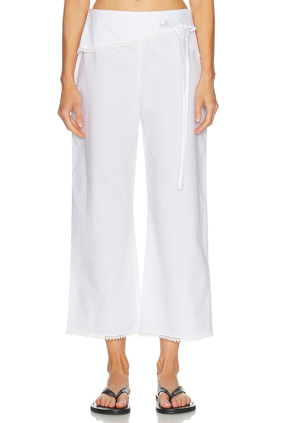 LESET Yoko Lace Crop Pant in White | FWRD