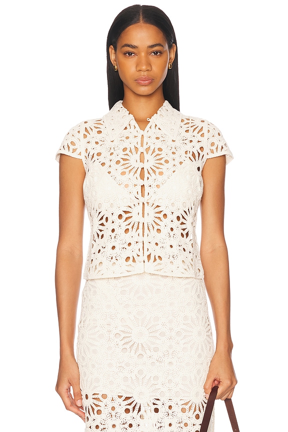 Jean Paul Gaultier Trompe L'oeil Short Sleeve Top in White