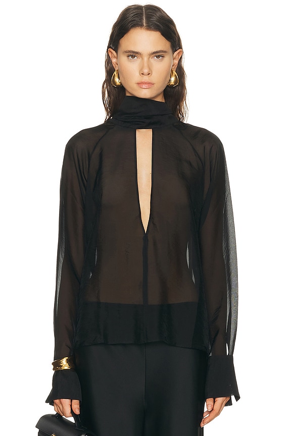 Givenchy Transparent Long Sleeve Top in Black | FWRD