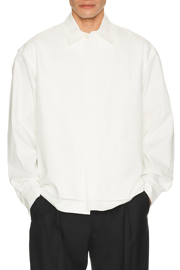 AMI Paris Smiley Face Patch Button Down in White | FWRD