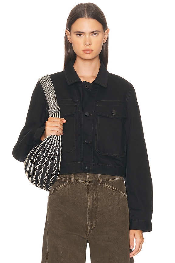 R13 Square Shoulder Tweed Jacket in Black Tweed | FWRD