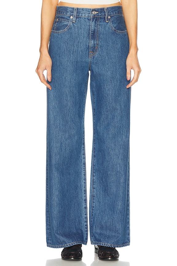 Alexander Wang Balloon Embroidered Logo Wide Leg Jeans in