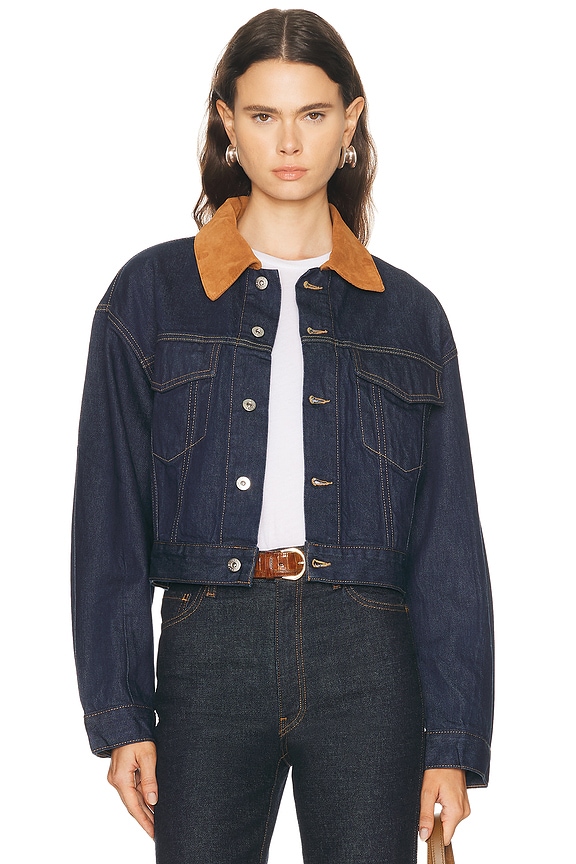 Kira Curve Sleeve Trucker Jacket in Midnight Mile