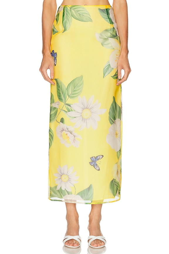 McQueen Lace Pencil Skirt in Acid Yellow | FWRD