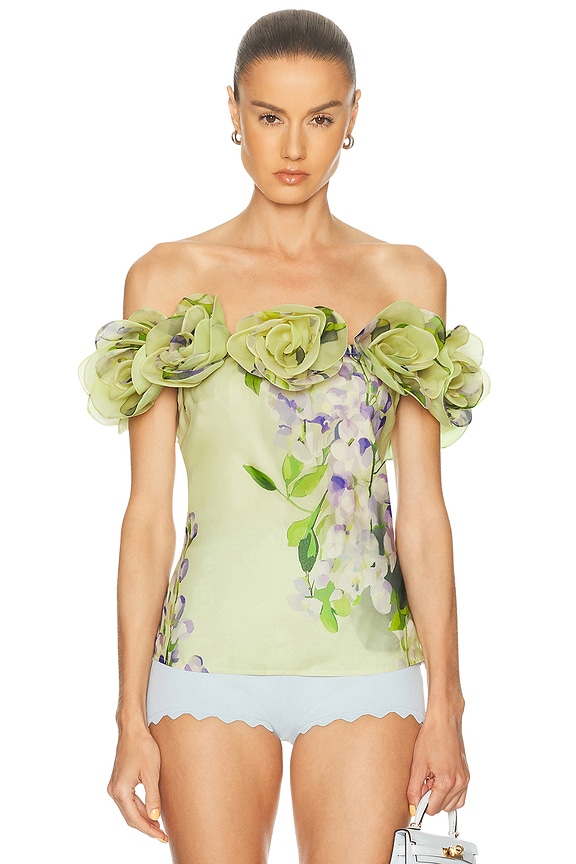 【emilio pucci】カットソー Emilio Pucci Off The Shoulder Top in Verde & Lilla | FWRD