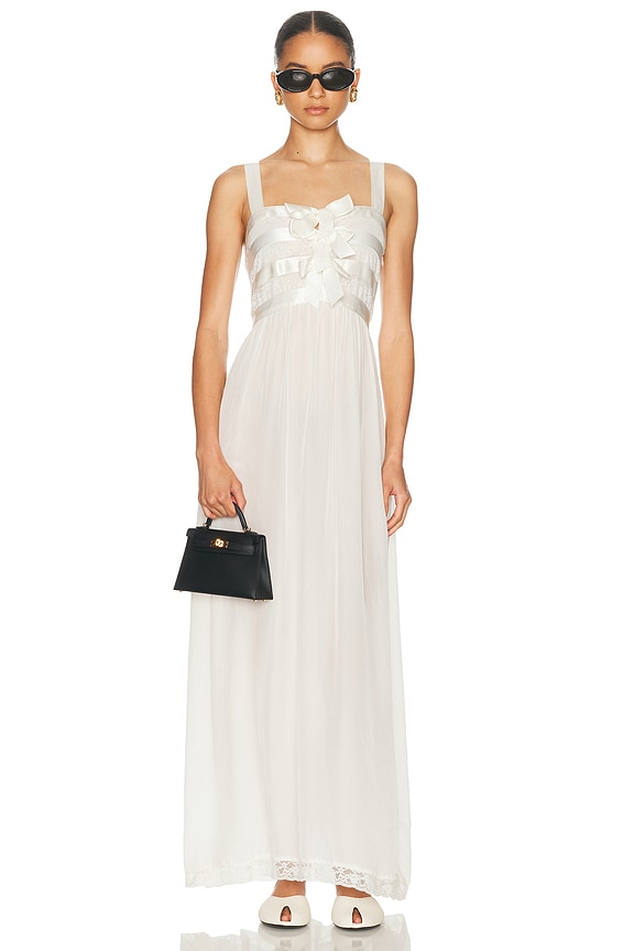 Victoria Beckham V-Neck Midi Dress in Ivory | FWRD