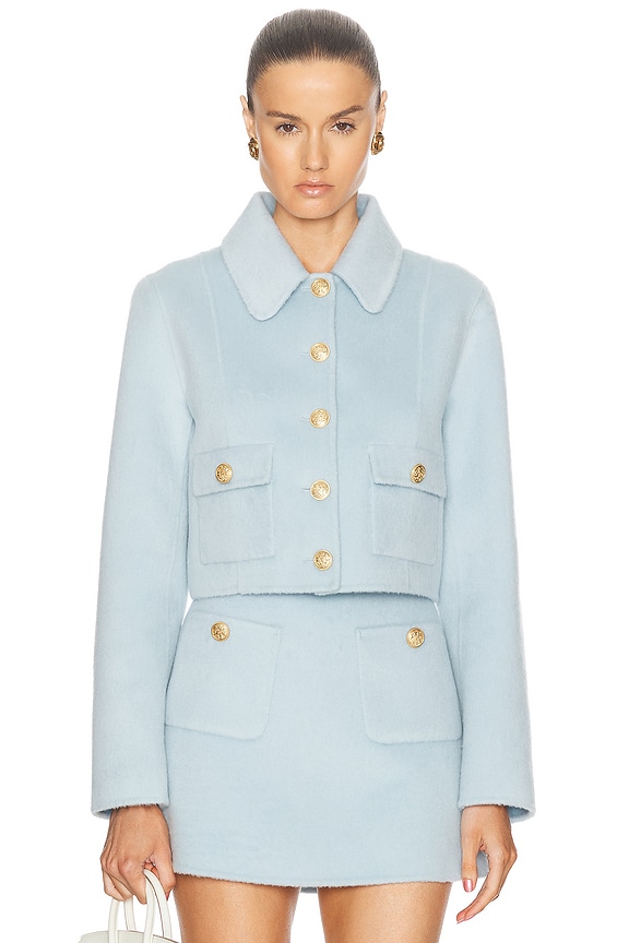 Burberry Crochet Jacket in Bright Topaz Blue | FWRD Burberry Crochet Jacket in Bright Topaz Blue | FWRD