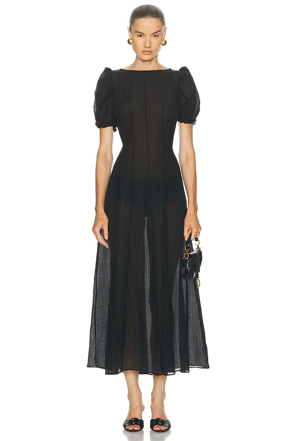 SIR. Lilian Puff Sleeve Midi Dress in Delia Print | FWRD