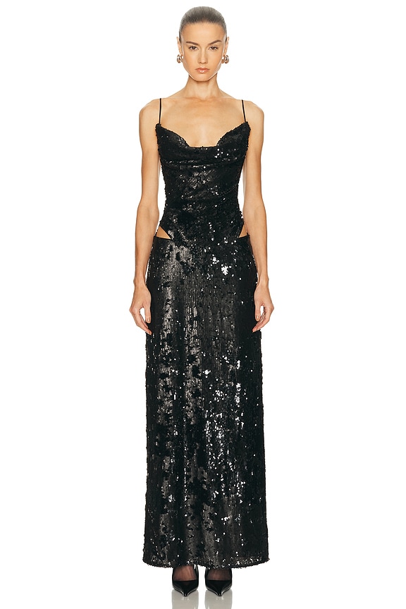 self-portrait Fine Lace Maxi Dress in Black | FWRD self-portrait Fine Lace Maxi Dress in Black | FWRD