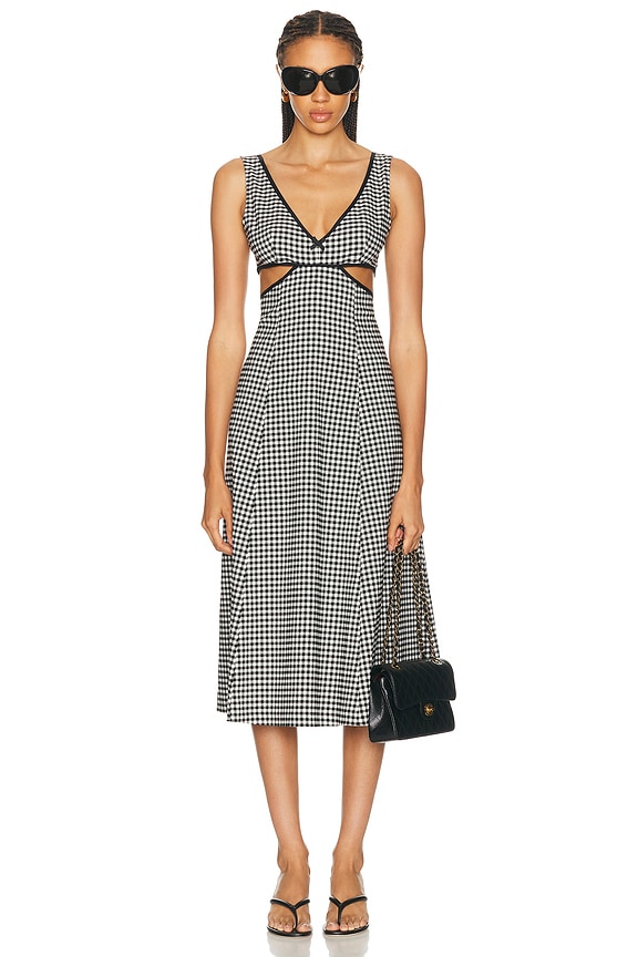 gingham open back dress Women's Just Because I Can Red Gingham Open Back Tie Maxi Dress | Size: L