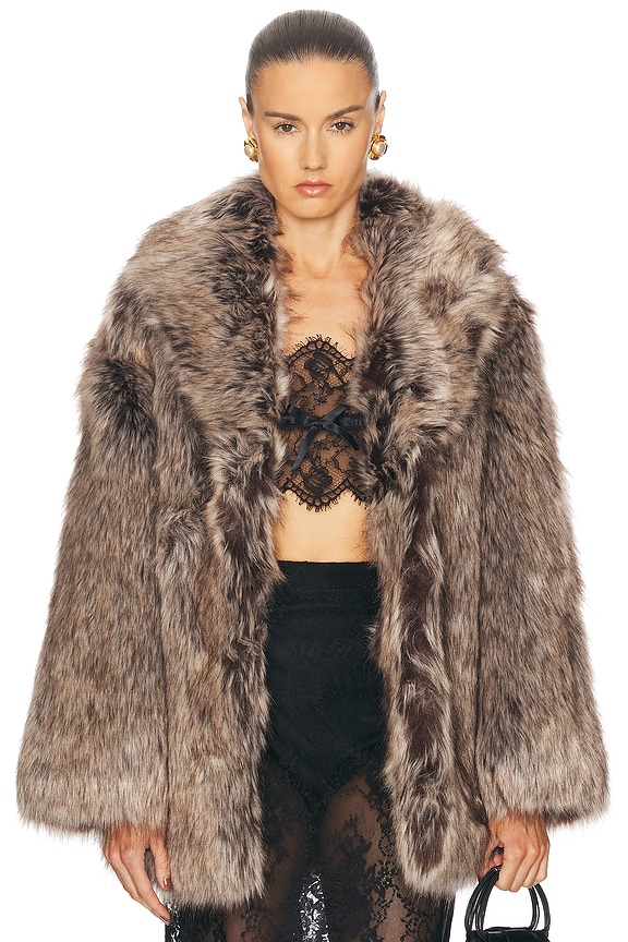 Burberry Faux Fur Jacket in Black | FWRD