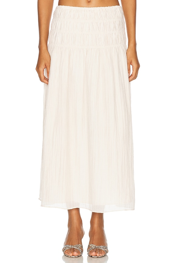 Enza Costa Cool Cotton Tiered Maxi Skirt in White | FWRD