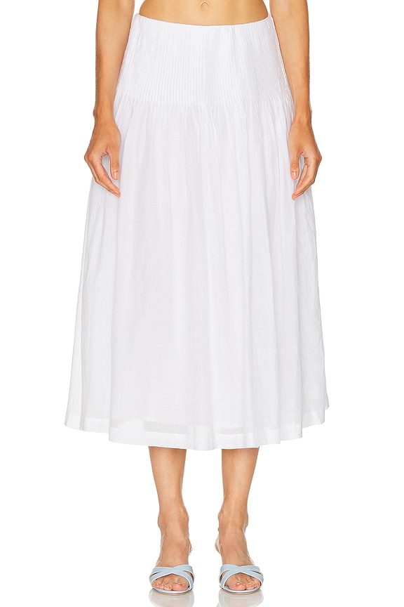Enza Costa Cool Cotton Tiered Maxi Skirt in White | FWRD