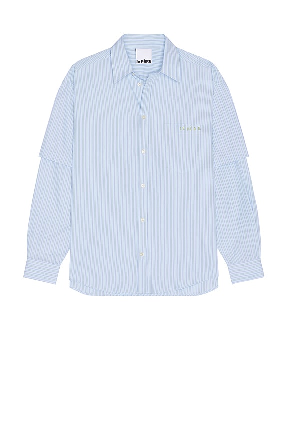 シャツ Balenciaga Light Blue Poplin Shirt $1350 Mens Balenciaga Logo Back Oversized Button Up Shirt