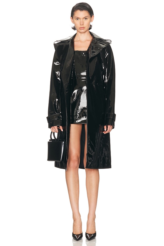 Chloe Leather Coat in Black | FWRD