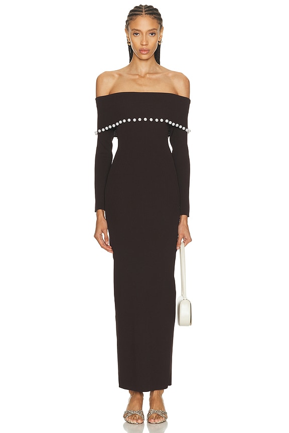 【FETICO】JERSEY OFF SHOULDER DRESS Jersey Off-the-Shoulder Gown- Black – Moda Glam Boutique