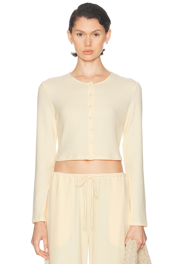 Courreges Milano Knit Cropped Cardigan in Heritage White | FWRD