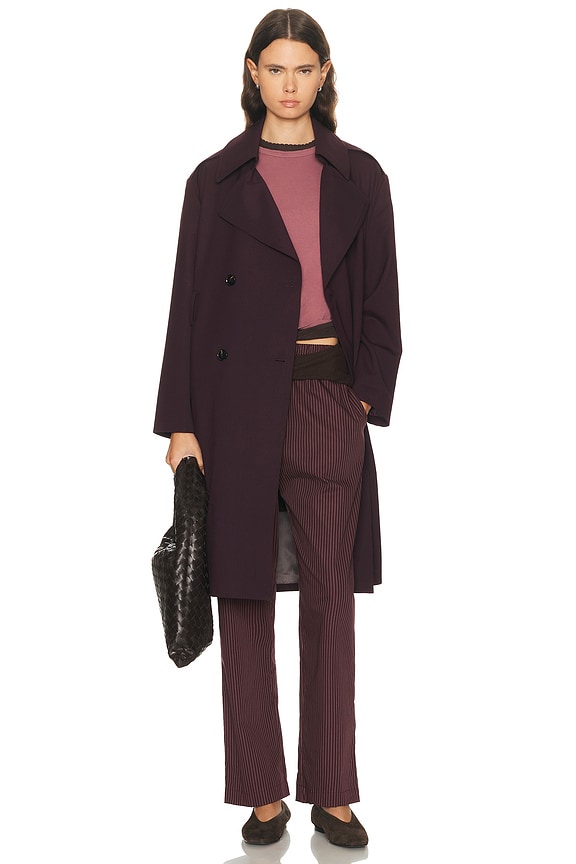 Rowen Rose Oversized Trench Coat in Bordeaux | FWRD