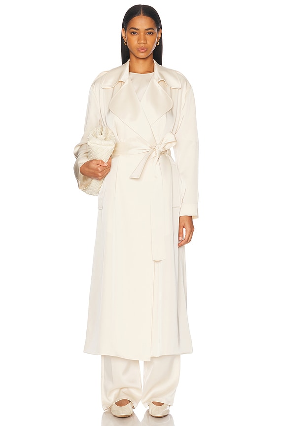 Helsa Classic Oversized Trench in Ivory | FWRD