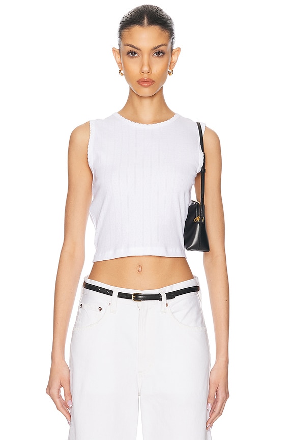 Helmut Lang Rib Crop Tank Top in Optic White | FWRD