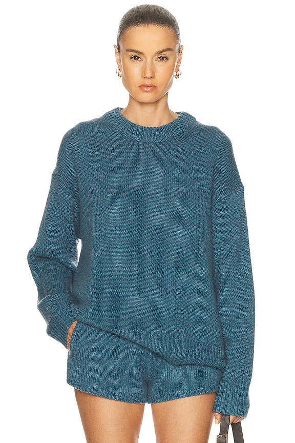 Acne Studios Rakel Angora-Blend Rib Sweater in Teal Blue | FWRD
