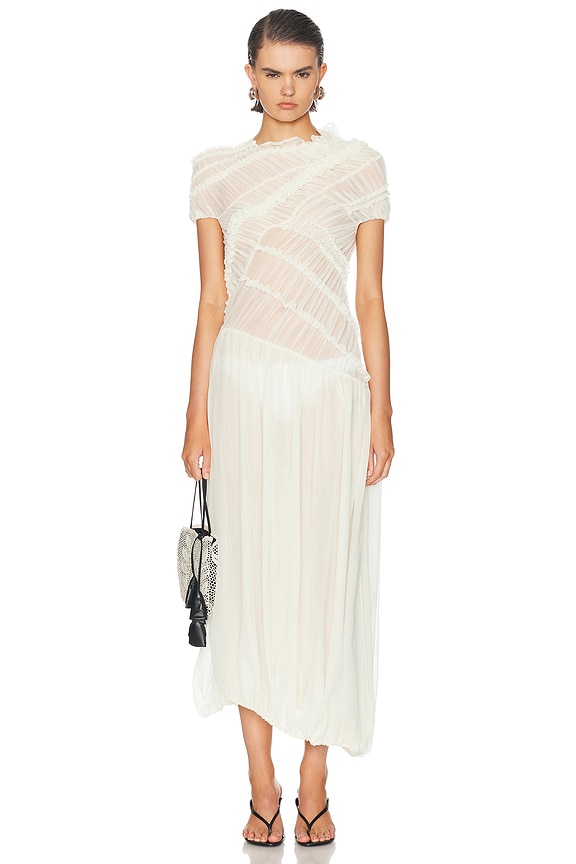 Toteme Slouch Waist Dress in Cream | FWRD