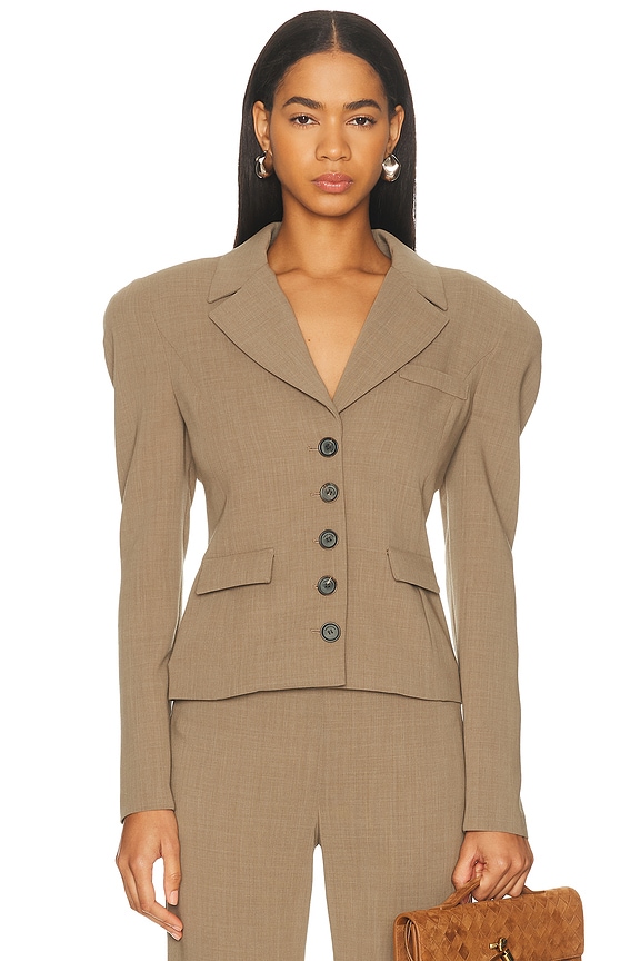 Ann Demeulemeester Military Jacket in Khaki & Shiny Palm | FWRD