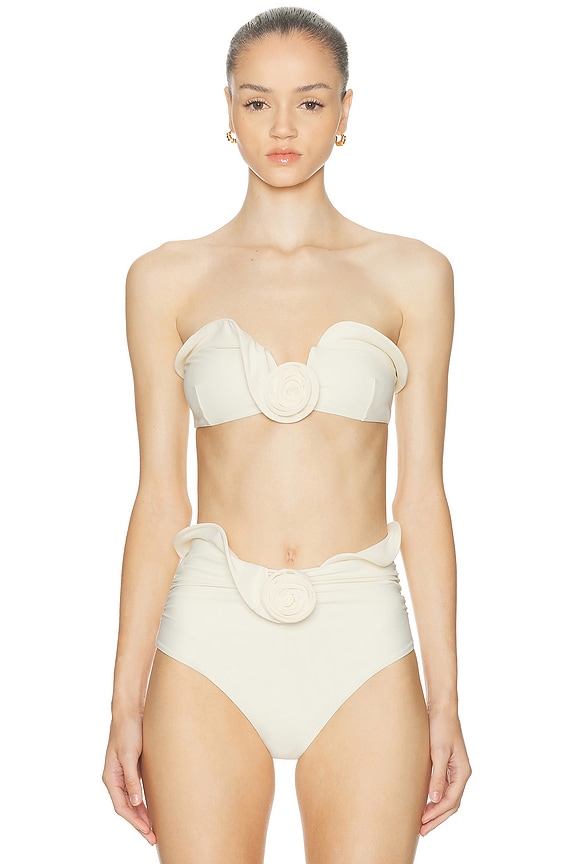 Magda Butrym High Waisted Bikini Bottom in Cream | FWRD