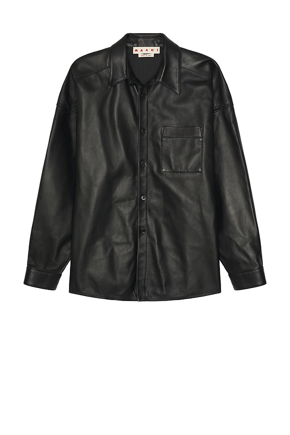 トップス Saint Laurent leather Stand Shirt Black Saint Laurent Leather Shirt in Black | FWRD