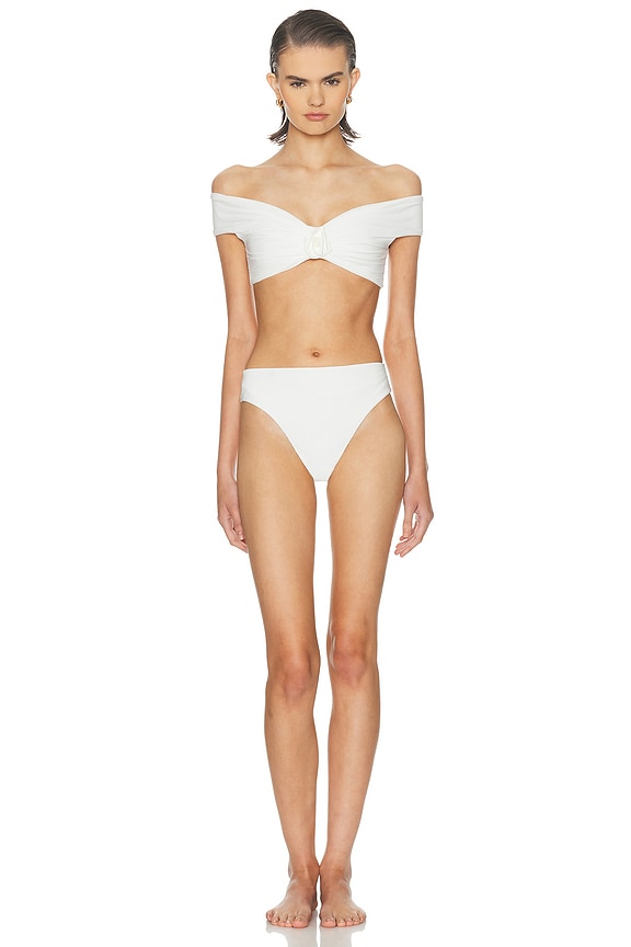 水着・ラッシュガード alexander wang swimwear top white Alexander Wang Layered Bikini Shirt in White | FWRD