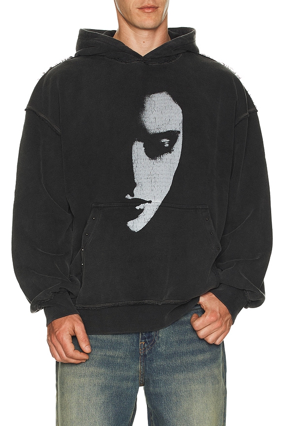 OFF-WHITE Masked Face Over Hoodie in Black & White | FWRD