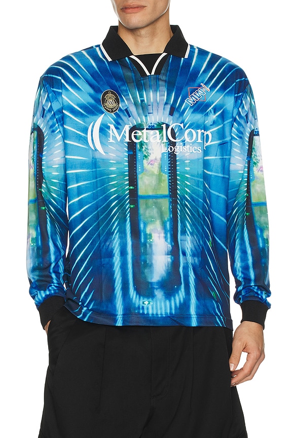 rice nine ten Knitting Checkered Soccer Jersey in Light Green | FWRD