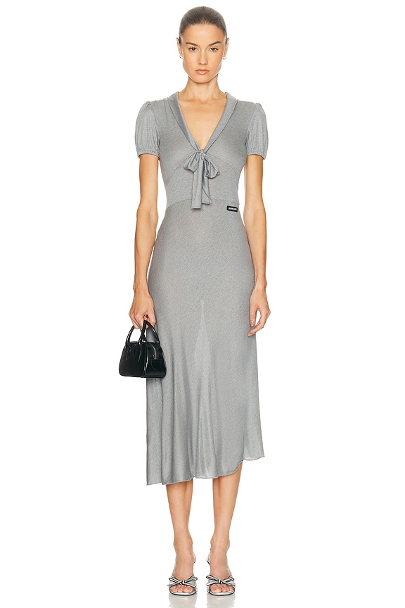 self-portrait Peplum Knit Midi Dress in Grey
