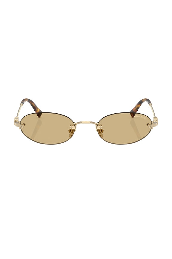 Saint Laurent Oval Sunglasses in Havana & Green | FWRD