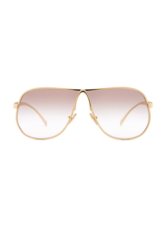 Emilio Pucci Shield Sunglasses in Shiny Palladium & Grey | FWRD display picture 2