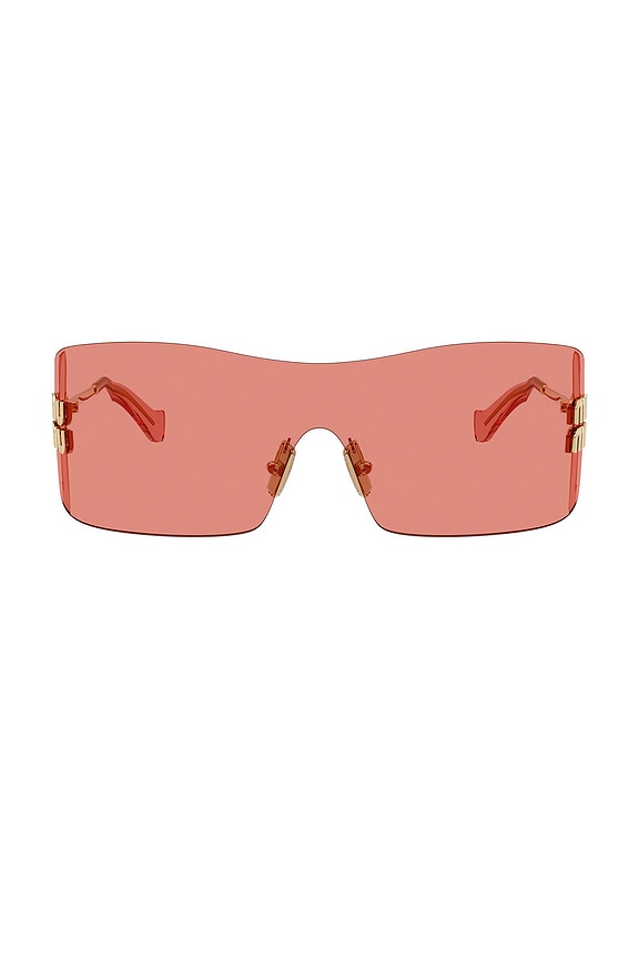 Miu Miu Rectangular Sunglasses in Pink & Gold | FWRD