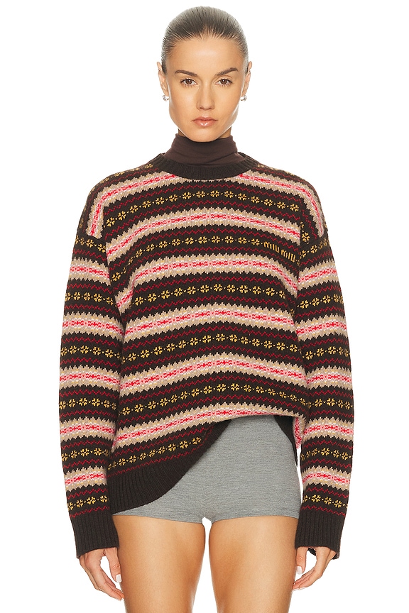 Miu Miu Logo Stripe Sweater in Rosa | FWRD